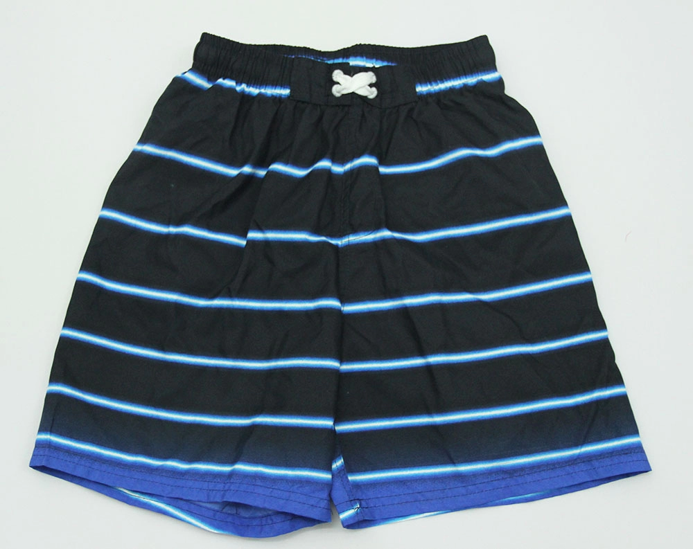 Shorts de natação masculino com listras pretas e azuis