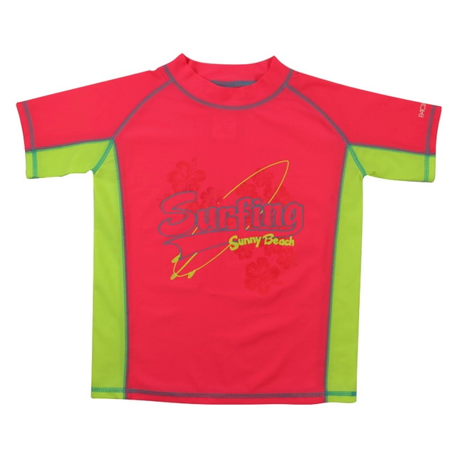 Camiseta Rash Guard "Surfing" para meninos vermelhos brilhantes