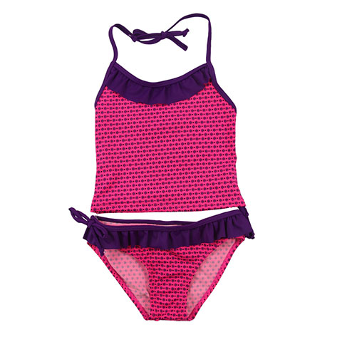 Purple halter girls tankini 