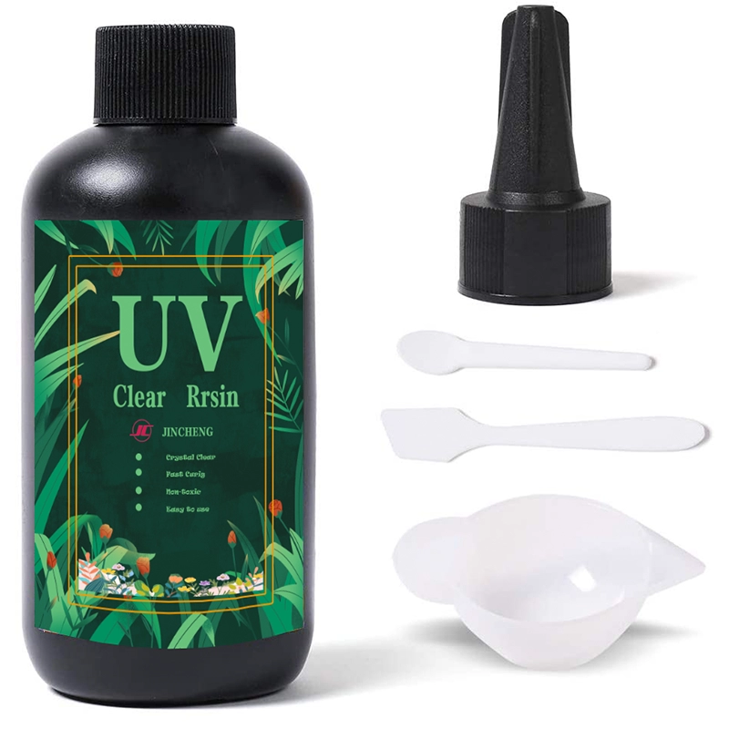 Kit de resina UV 200g cola UV com copo de silicone espátula de plástico