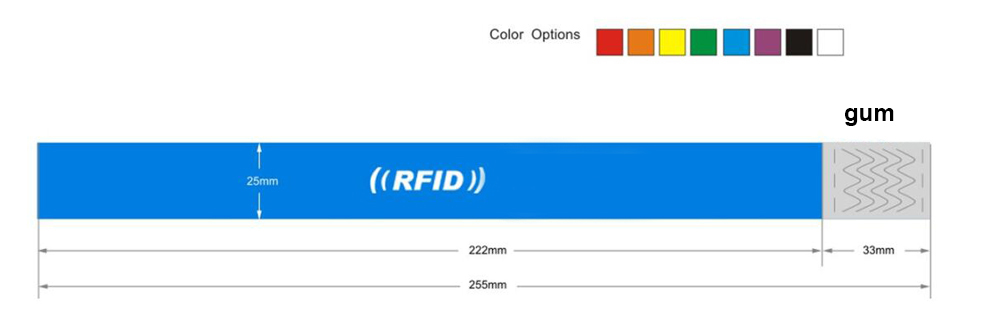 Dimension of Nfc Tyvek Wristbands