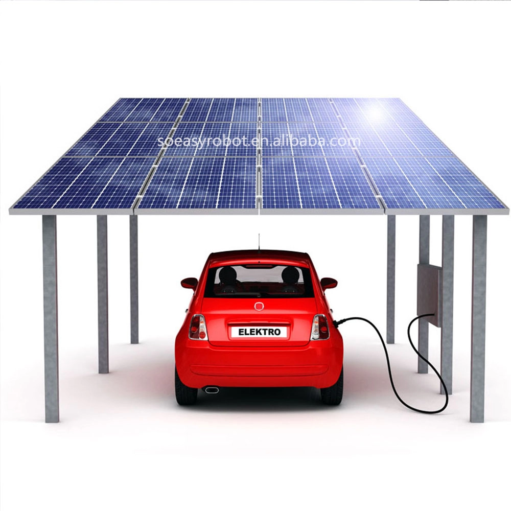 Sistema de painel solar para estacionamento de carros com design moderno