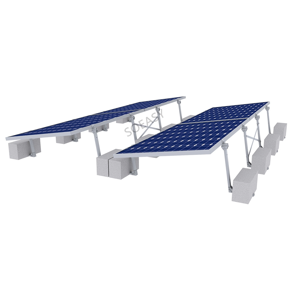 Sistema de montagem de painel solar de telhado com lastro