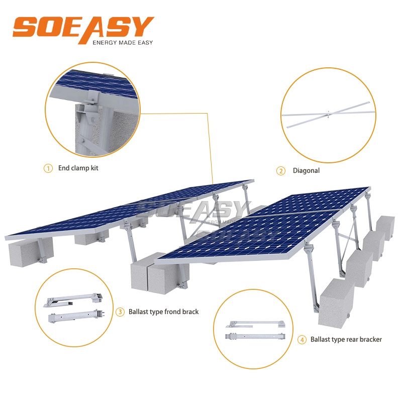 Preço barato estrutura de lastro de telhado fotovoltaico solar