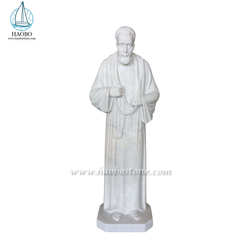 Estátua de Santo Padre Carrara em Mármore Branco Esculpida à Mão