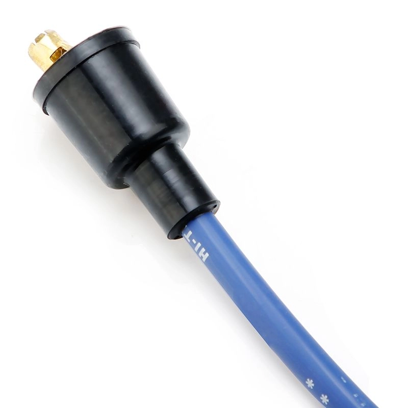 Conjunto de fios de vela de ignição azul de 8 mm com botas retas de silicone