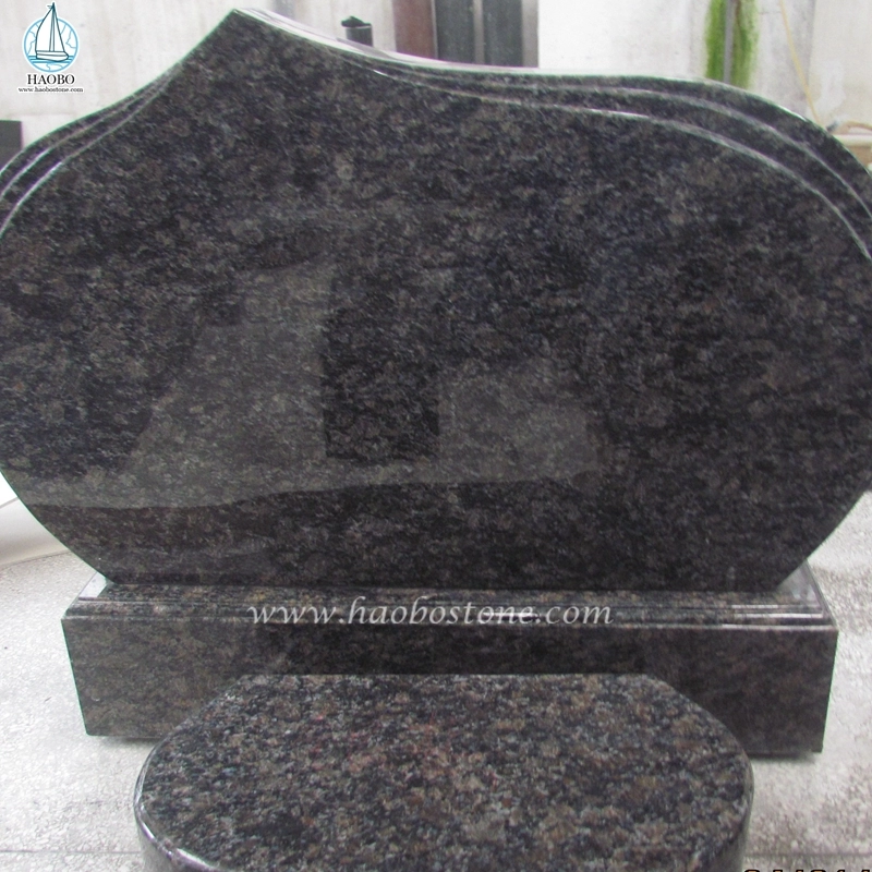 Lápide fúnebre de granito natural safira marrom design simples