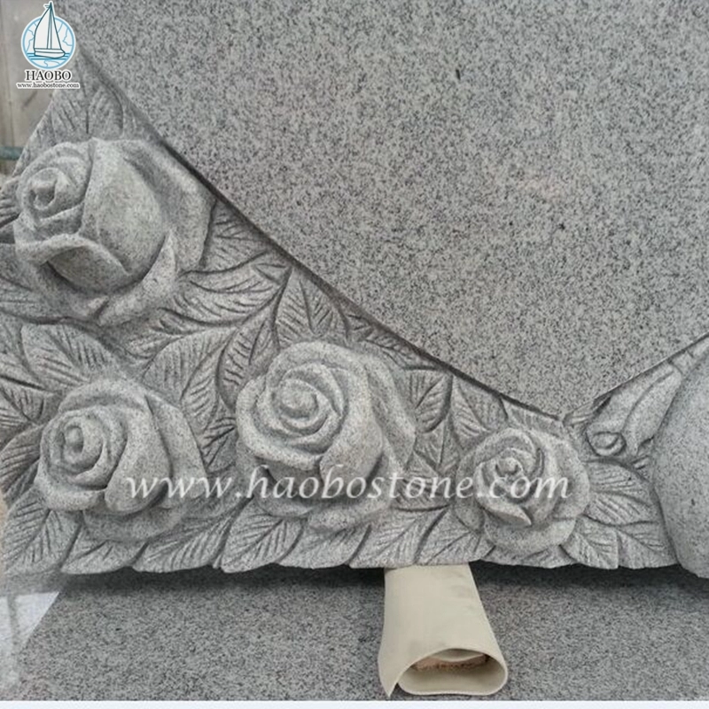 Lápide Esculpida em Granito Cinza China G633 Anjo Rosa