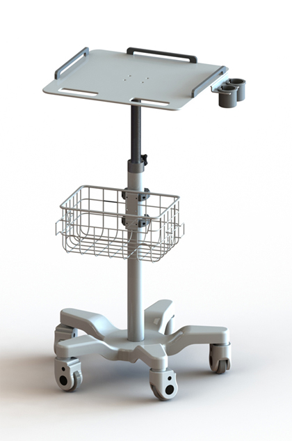Carrinho de ECG ajustável em altura com copo suspenso para scanner