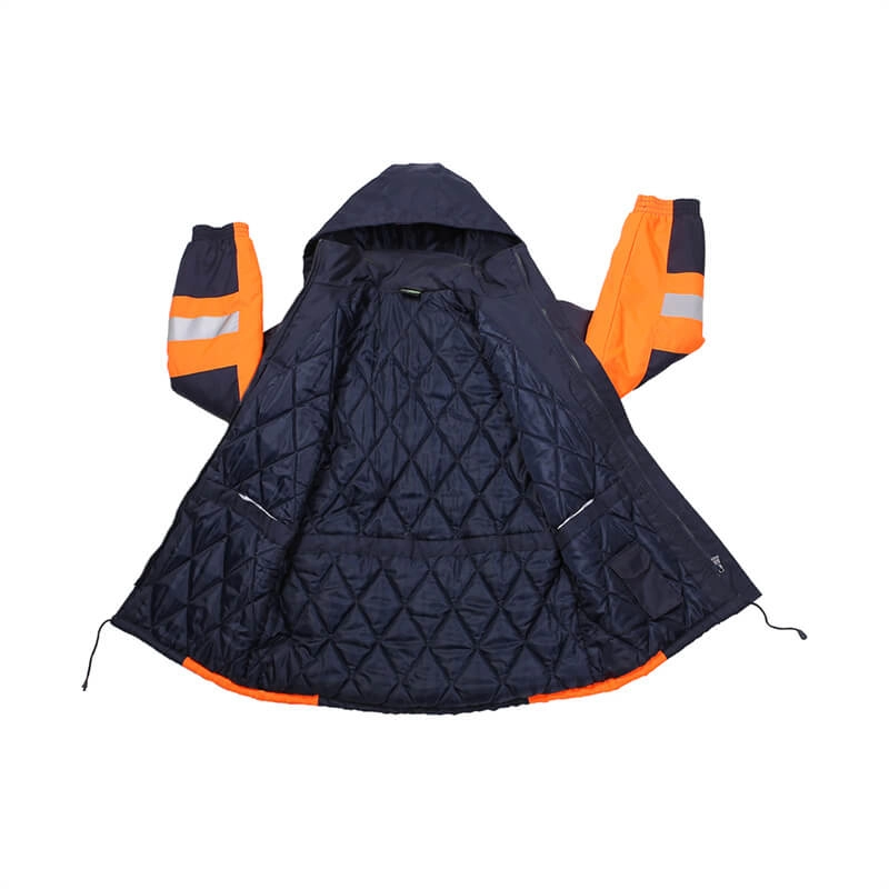 Parka de trabalho acolchoada masculina de inverno de dois tons refletiva 2 em 1