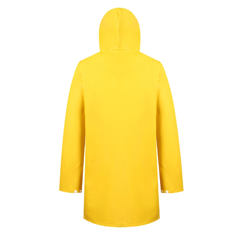 Capa de chuva de PU à prova d'água amarela estilo longo moda feminina