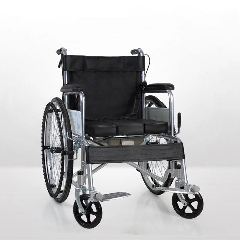 Cadeira de rodas manual dobrável médica leve com vaso sanitário