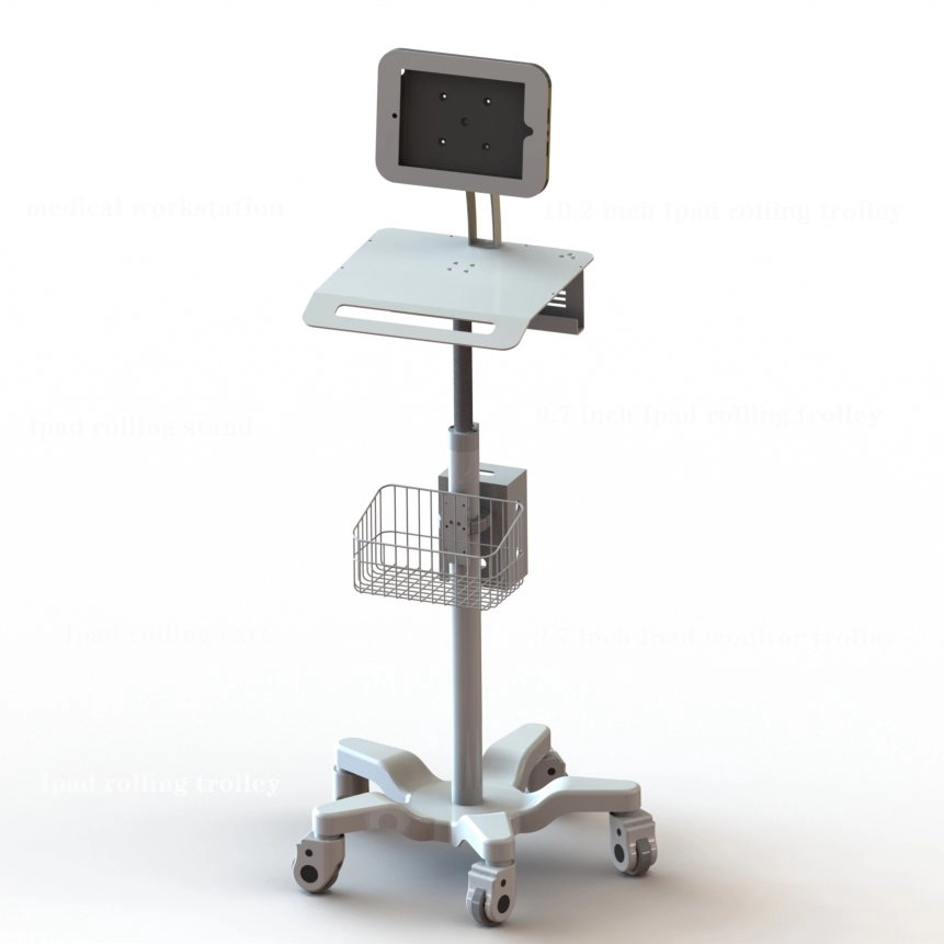 Carrinho médico para tablet de telessaúde para iPad de 9,7/10,2 polegadas com trava