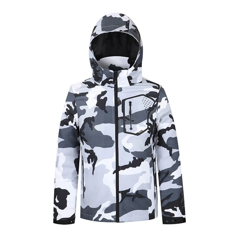 Jaqueta corta-vento feminina com novo design de camuflagem