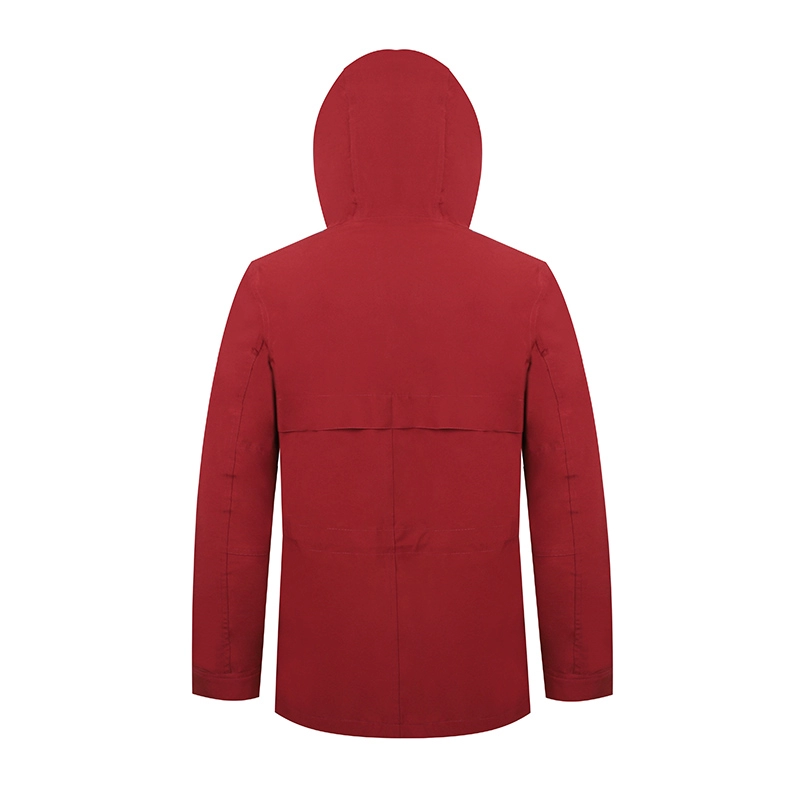 Jaqueta corta-vento feminina estilo longo vermelho impermeável