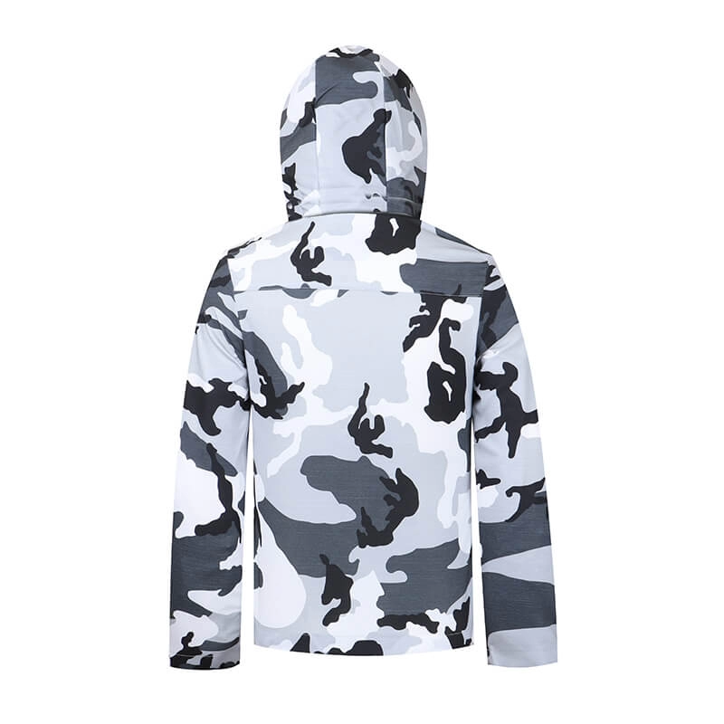 Jaqueta corta-vento feminina com novo design de camuflagem