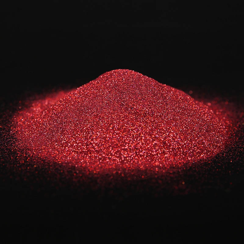 Pó de glitter vermelho rosa a laser extravagante