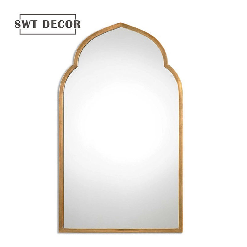 Espelho de arco de parede de folha de ouro para decoração de casa