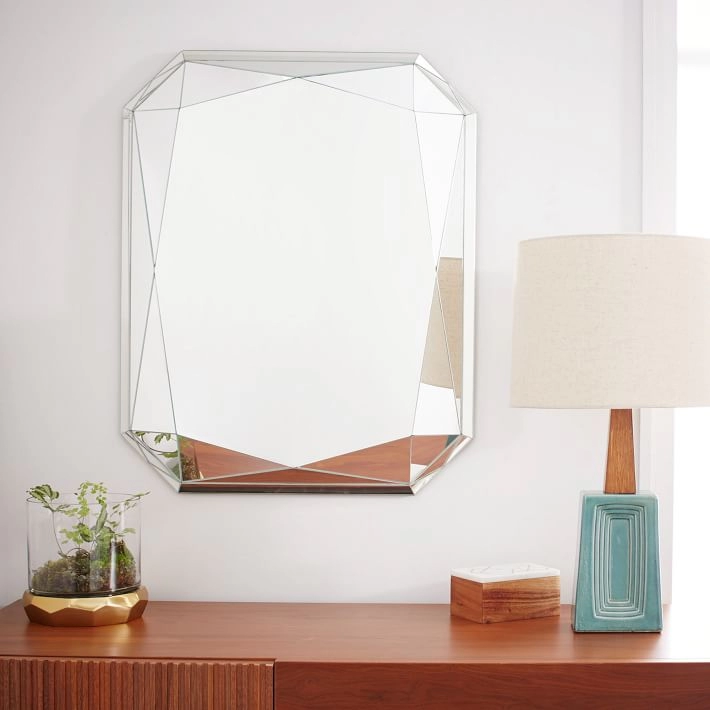 Espelho esmeralda facetado sem moldura decorativo para casa