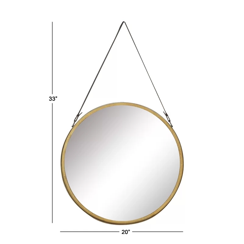 Espelho de parede com cinto de metal dourado