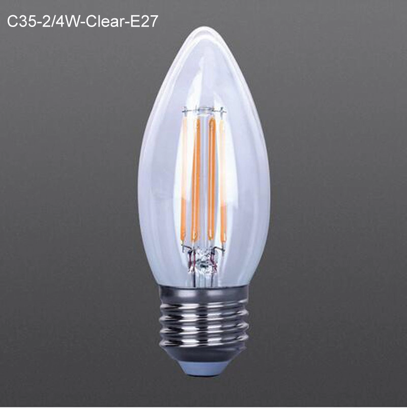 Lâmpadas de filamento LED transparentes de economia de energia C35