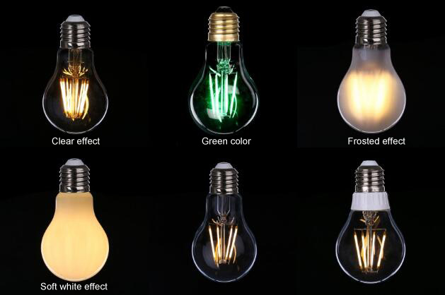 LED filament bulbs color effect
