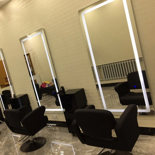 Espelho de salão de cabeleireiro LED retroiluminado moderno montado na parede