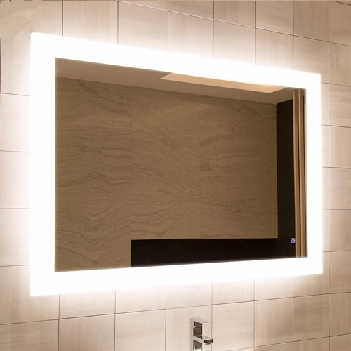 Espelho iluminado LED para banheiro montado na parede com desembaçador