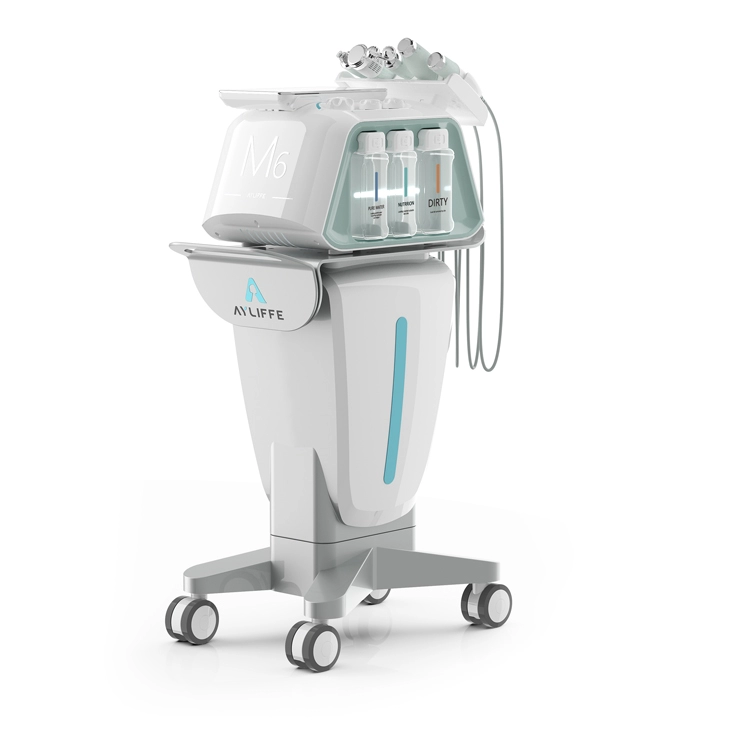 Máquina de cuidados com a pele para salão de beleza 6 em 1 equipamento facial de dermoabrasão de água de radiofrequência facial