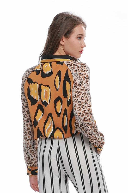 Camisa feminina com estampa de leopardo boêmio preço de fábrica da China