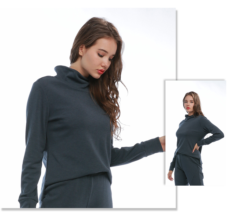 long sleeve high collar sweatshirt