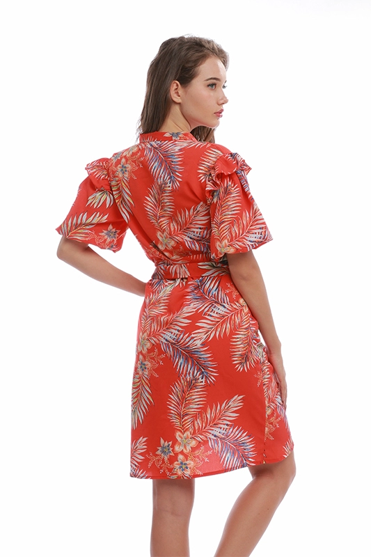 Casual manga curta arco flor gola chiffon feminino roupas elegantes vestidos de vestuário