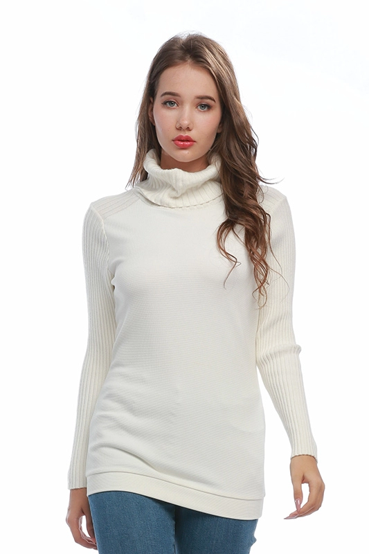 Suéter feminino clássico outono manga longa gola alta feminina