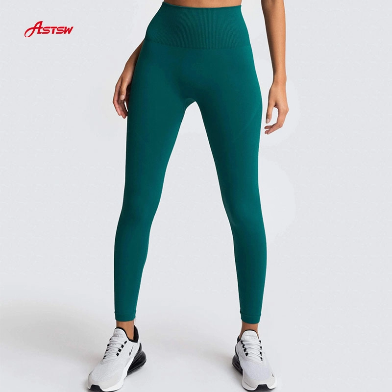 Meia-calça feminina verde atlética respirável sem costura
