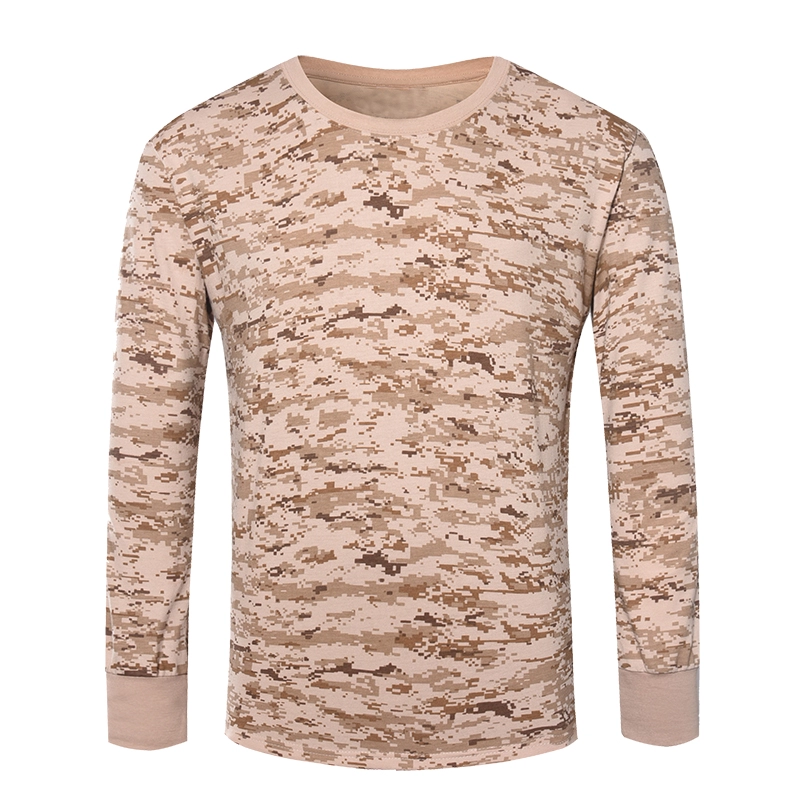 Camiseta digital militar de camuflagem do deserto de manga longa