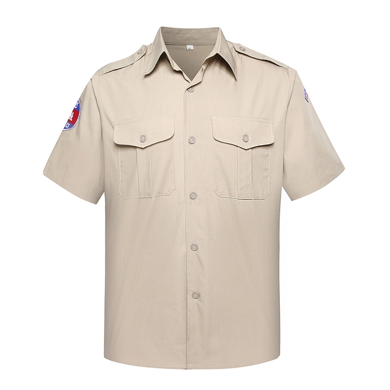 Camisa oficial militar cáqui para a polícia cambojana