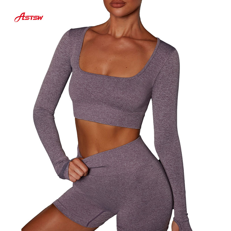 women seamless work out crop top