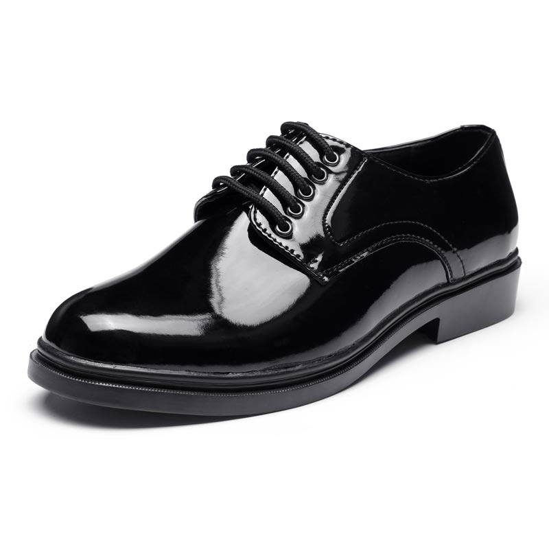 sapatos de oficial de couro genuíno preto polido