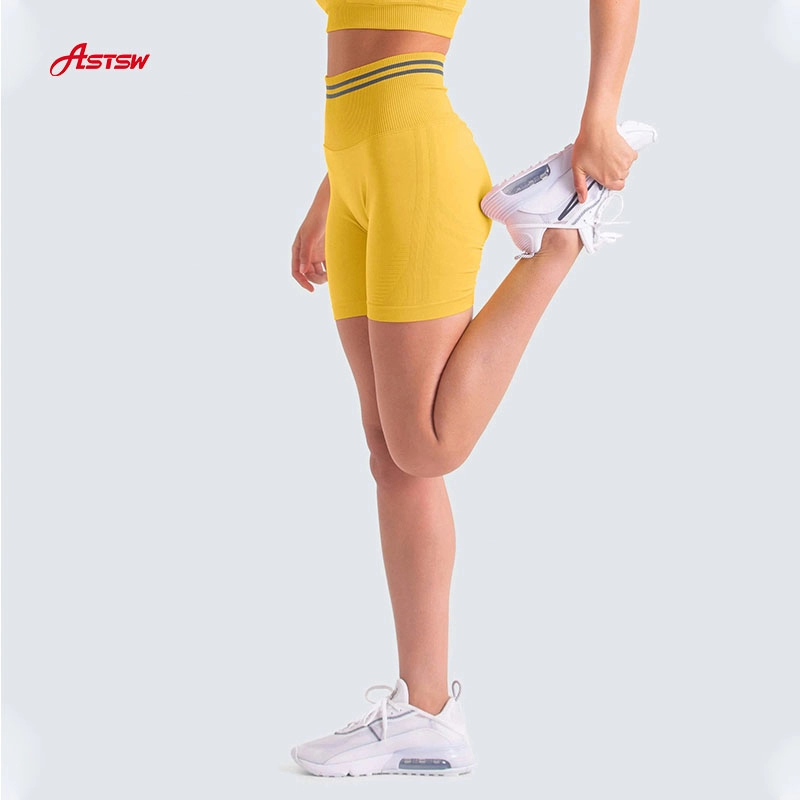 Shorts de ioga sexy feminino de corrida amarelo