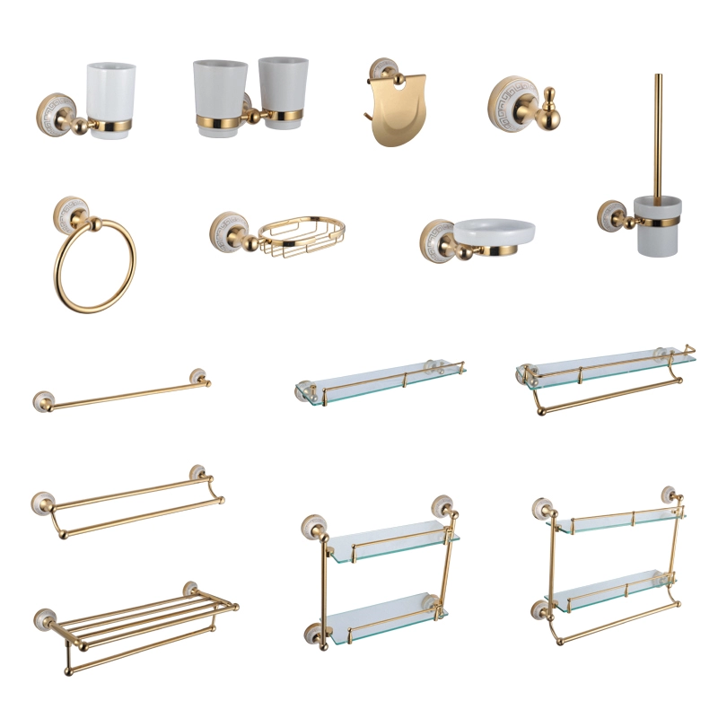 Acessórios de banheiro estilo europeu, conjunto de hardware de alta qualidade, ouro rosa, anel de toalha, suporte de copo duplo, acessórios de rack de banho