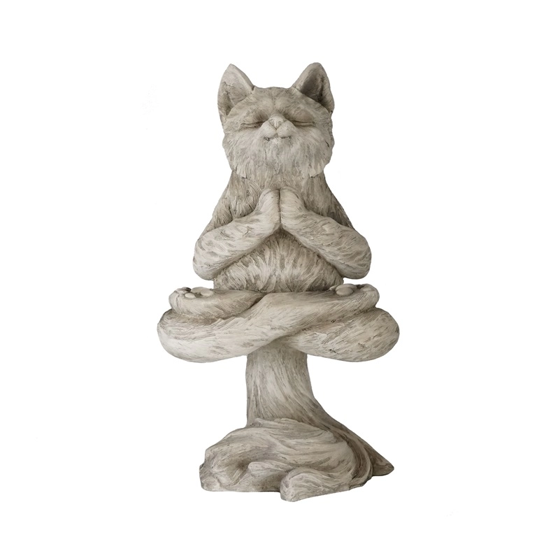 Estatueta de jardim Levitating Yoga Cat MGO