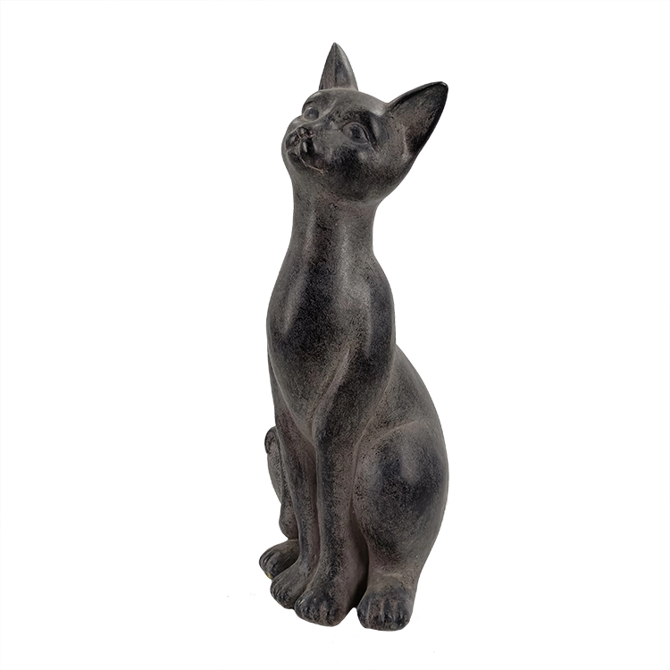 Estátua de resina de gatinho de gato preto em pé