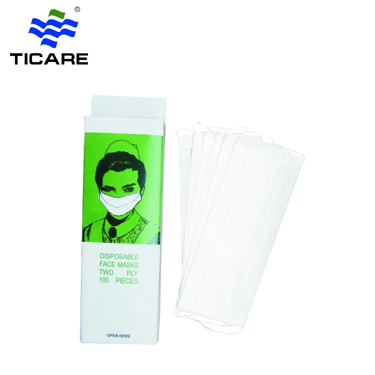 Máscara facial de papel descartável de 2 camadas para processo de alimentos e clínica