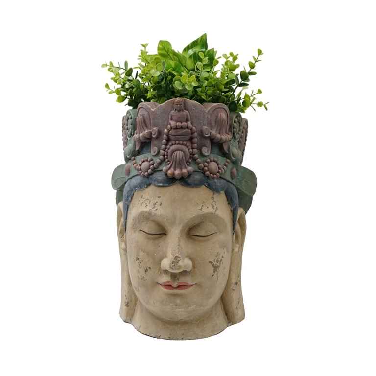 Plantador de cabeça de Buda de resina vintage