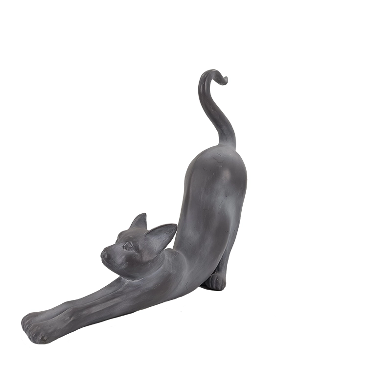 Estátua de gato de estiramento de ornamento de resina moderno animal