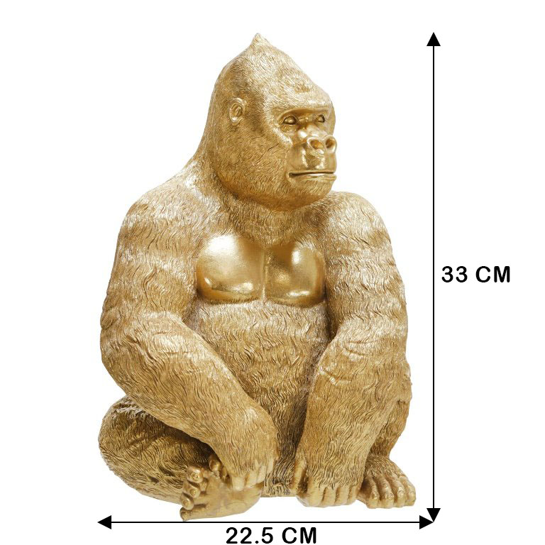 Estátua de Gorila Dourado em Resina