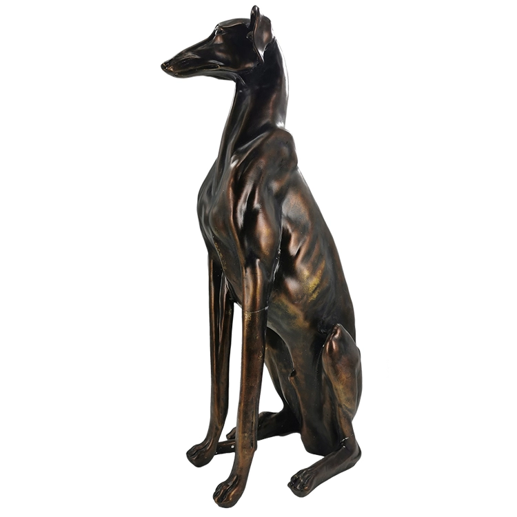 Cão de caça em resina na cor bronze
