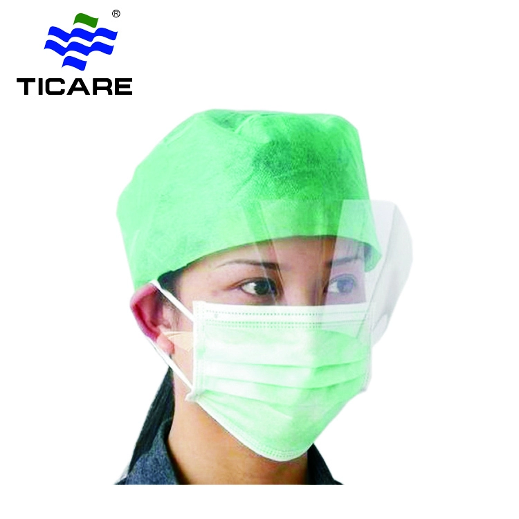 Máscara facial não tecida de 3 camadas descartável com proteção para os olhos