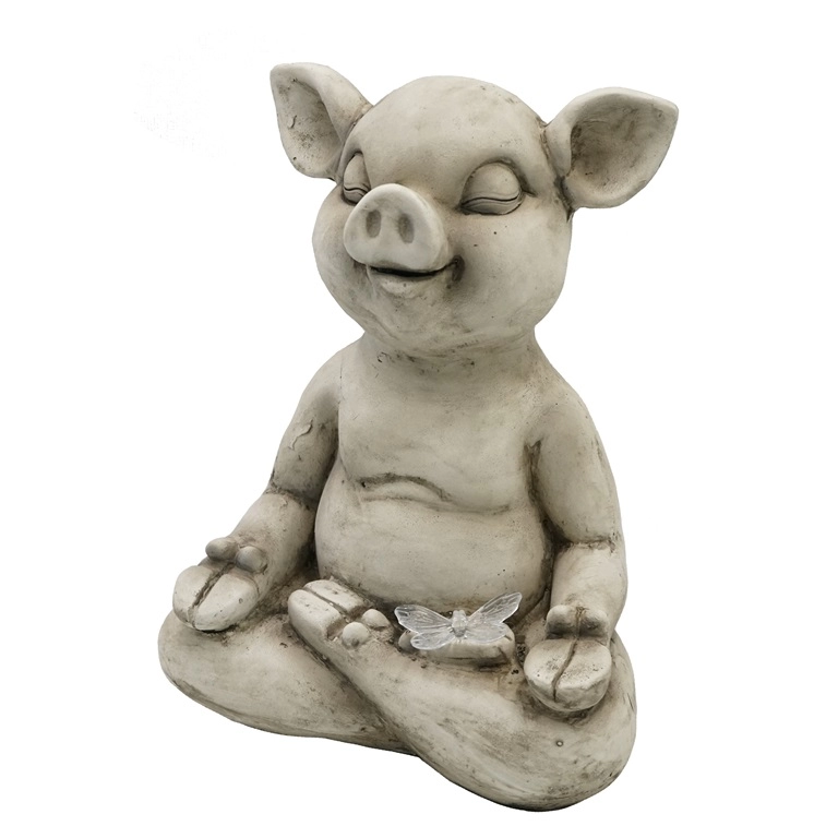 Estatueta de jardim meditando Yoga Pig MGO