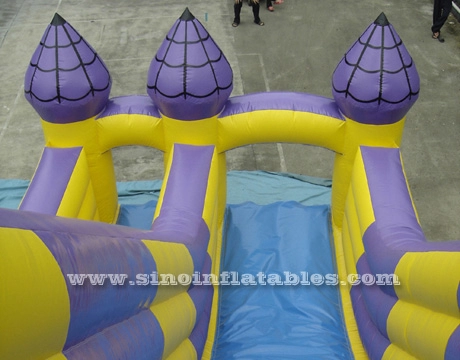 Escorrega inflável de pista única do castelo de ilusão para crianças